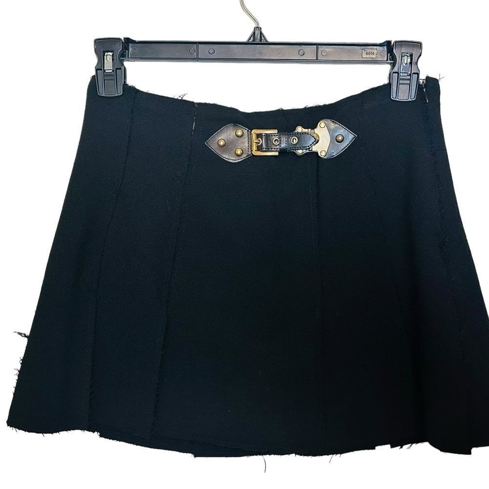 Zara Woman Black Pleated Gold Buckle School Girl Tennis Mini Skirt Small XSmall